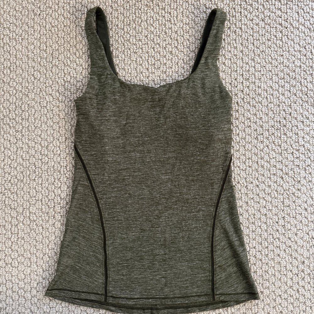 Lululemon Athletica Womens Tank Bulit In Bra Size 4 Like New Heather Green